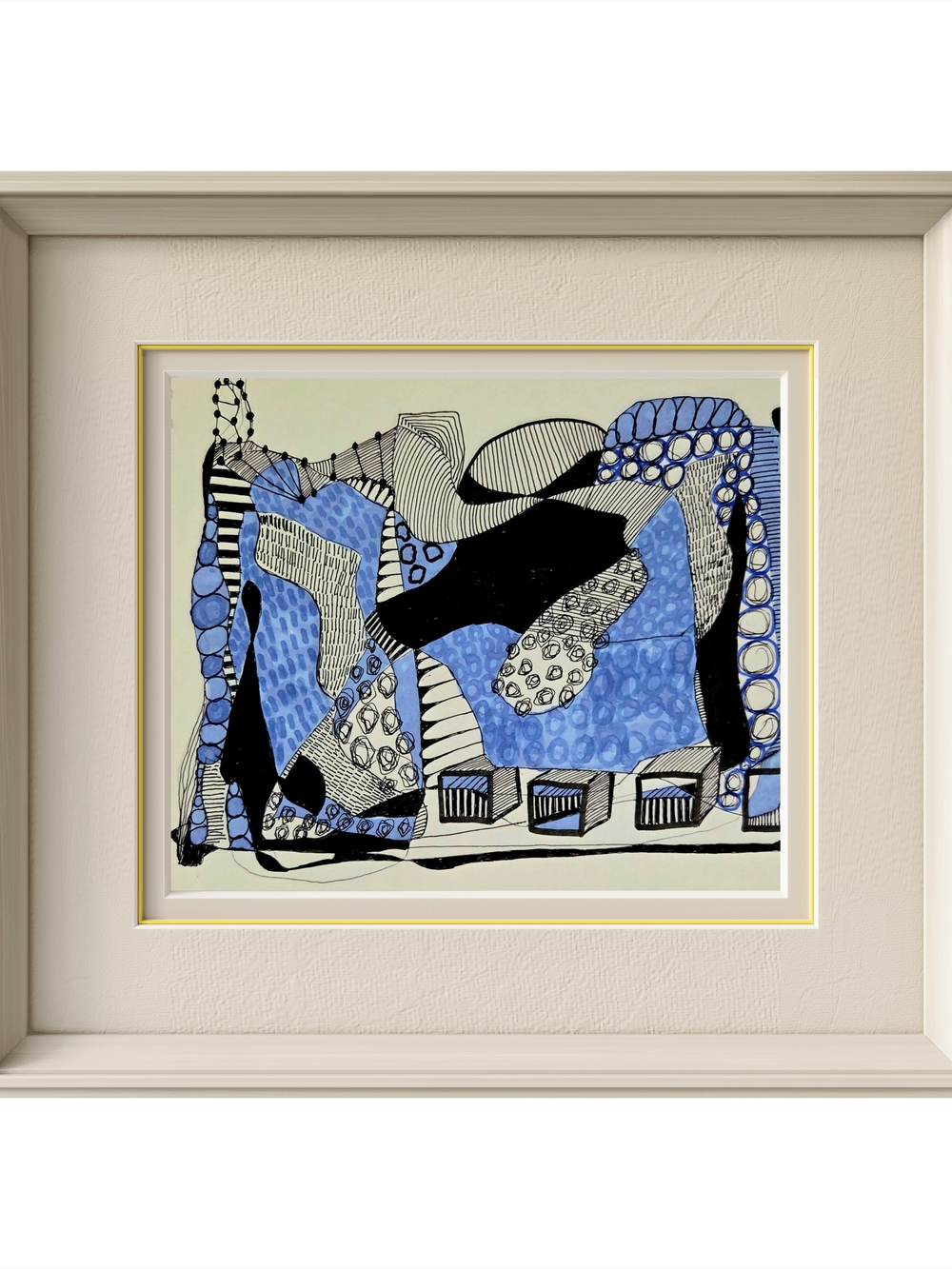 Abstract Blue and Black Modern  Art